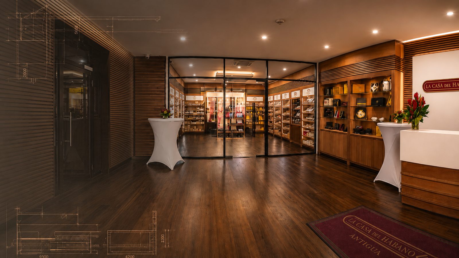 Walk-in humidor and cigar retail interior